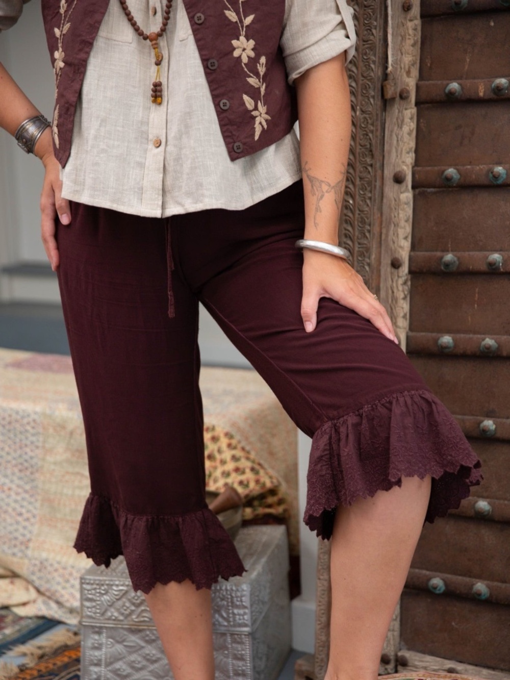 Tree of Life Boho Capri Pants